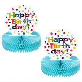 Kotkiddy Pack of 2 Rainbow Honeycomb Paper Centrepiece - Colourful Happy Birthday Decorations for Children Party Items
