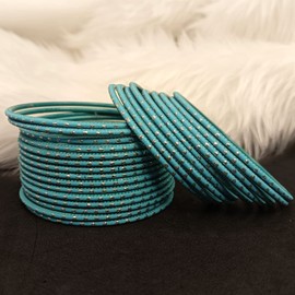 Efulgenz Indian Bangle Set Metal Bangles for Women Two Dozen Wedding Bangles Set Dotted Textured Alloy Bangles Bracelets Bridal Bangle Set Fashion Costume Accessories Bollywood Jewelry, 10, Metal, not