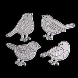 4pcs Birds Cutting Dies for Card Making，4pcs Birds Cutting Dies Stencils for DIY Scrapbooking Photo Album Decorative Embossing Paper Dies for Card Making Templated+Cute Brooch Pin