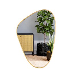Mirrts 16x24 Inch Irregular Gold Living Room Mirror– Modern Decorative Framed Wall Mirror for Bedroom, Bathroom Room, and Entryway Décor-Asymmetrical Wall Mirror