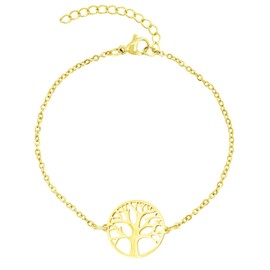 Nuoli® Tree of Life Bracelet Women's (15 + 5 cm Adjustable) Tree of Life Bracelet for Women and Girls, Stainless Steel