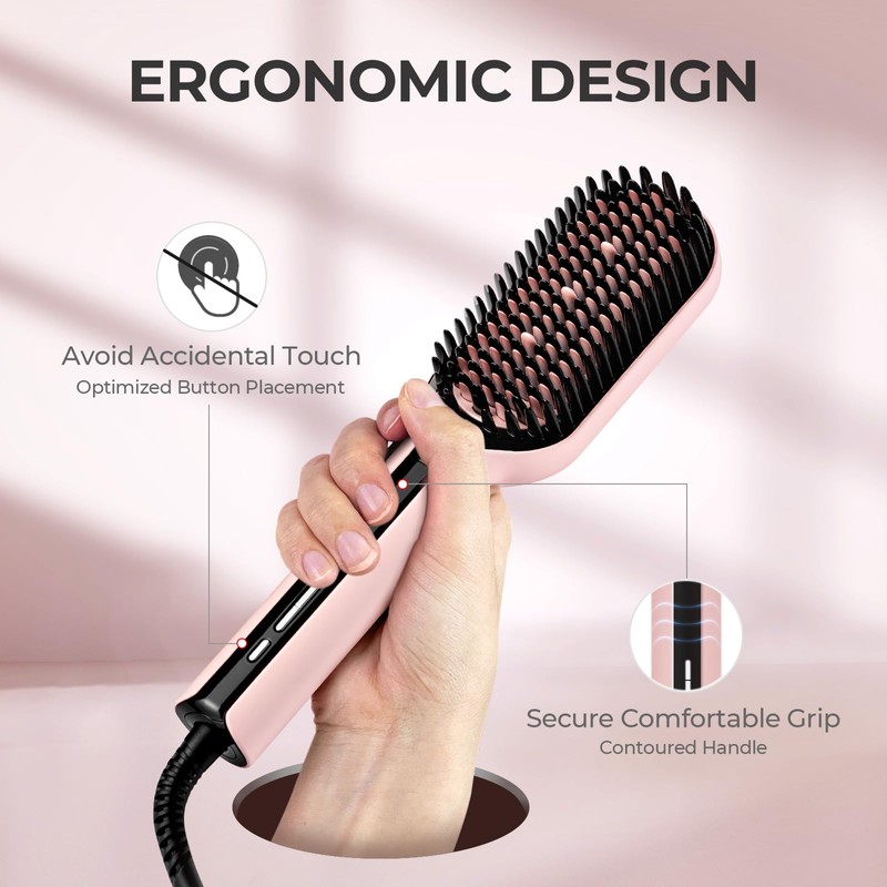 TYMO Hair Straightener Brush - Upgraded Ionic Plus Straightening Brush