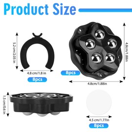 8 Stück Kugelrollen Schwerlast, Selbstklebendes Rollenrad Schwarz mit 5 Stahlkugeln und Bremse, 360 Grad Kugelrollen für Küchengeräte Möbel