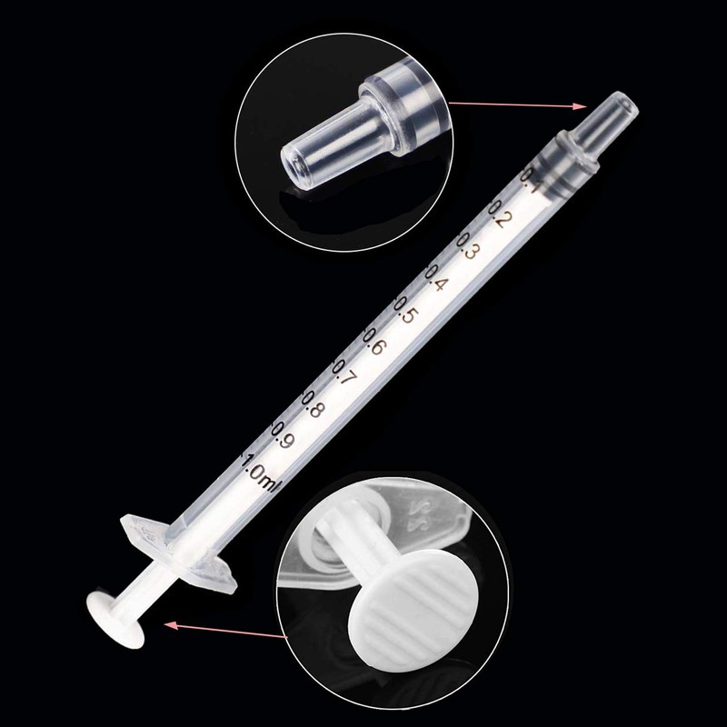 100pcs 1ml Plastic Syringes with caps for Scientific Labs Experiment