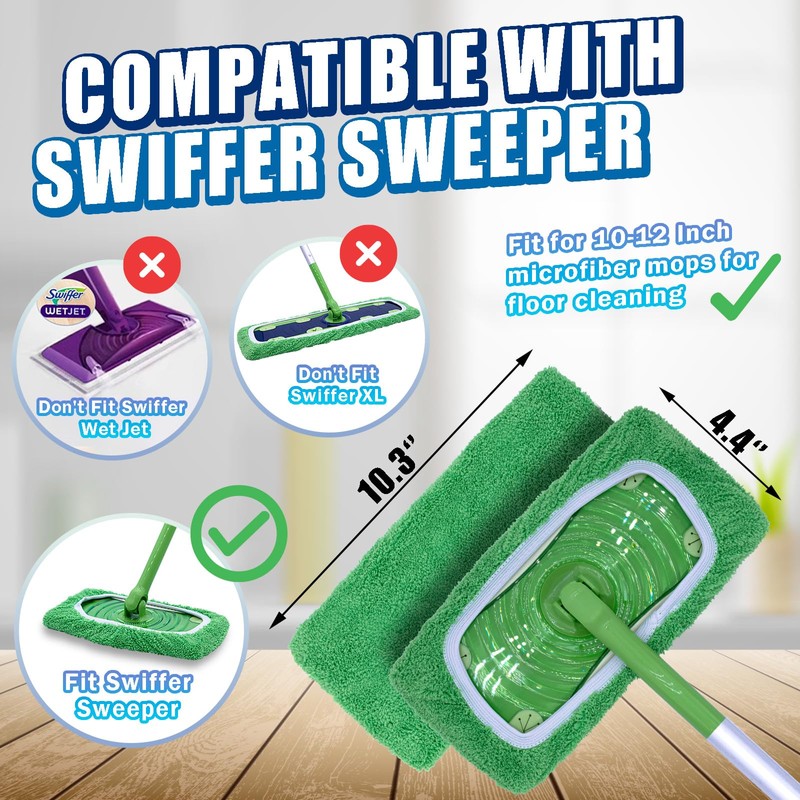 RuannoClean Reusable Mop Pads Compatible with Swiffer Sweeper Mop, Washable