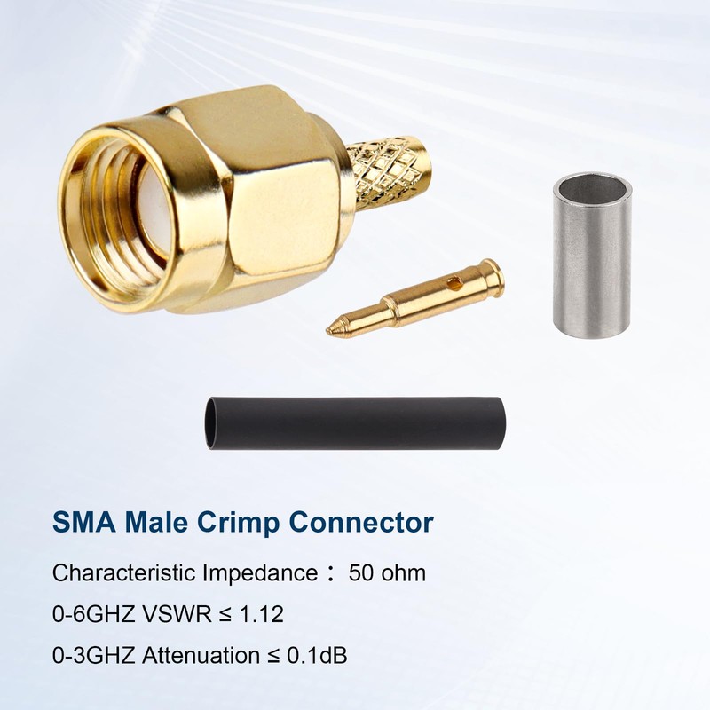 XRDS - Conectores de crimpado SMA RF SMA 10 unidades,