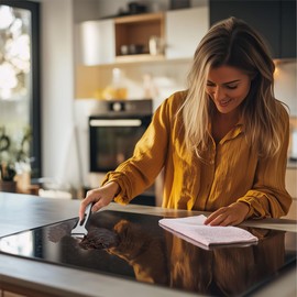 PEARL Küchenfeldschaber: Profi-Kochfeldschaber mit Soft-Touch-Griff und 4 Ersatzklingen (Auto-Glas Aufkleber-Schaber, Ceranfeldkratzer)
