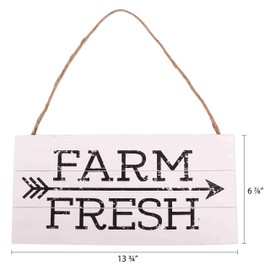 GSM Brands Farm Fresh Wood Plank Hanging Sign (13.75 x 6.9)