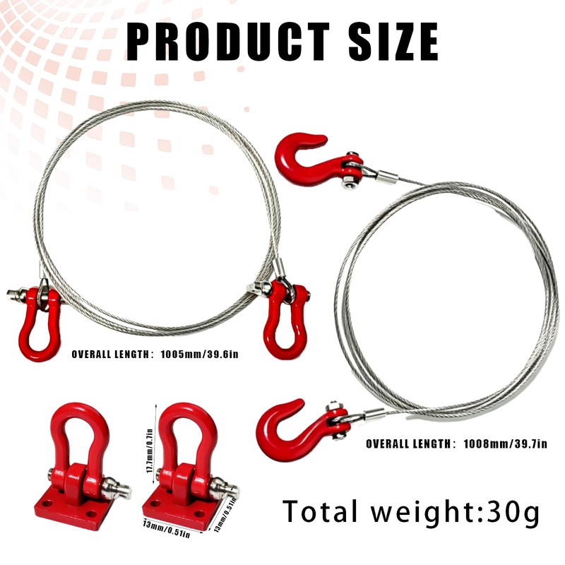RC Trailer Chain Tow Rope & Buckle Winch Shackles for