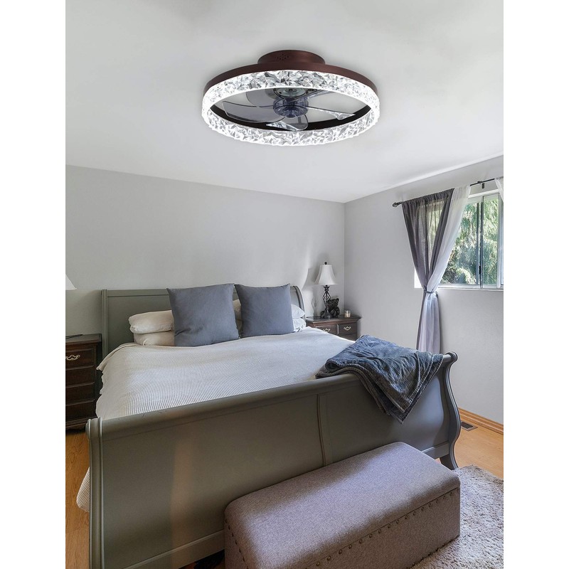 Low Profile Ceiling Fan with Light, 19.7" Flush Mount with