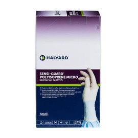 HALYARD SENSI-GUARD Micro Surgical Gloves Polyisoprene Sterile Individually Wrapped Pairs Powder Free Medical Disposable Gloves, 7.8 mil, Size 5.5 XS, White, SGL91055 (Box of 50 Pairs - 100 Total)