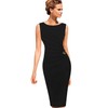 VFSHOW Womens Black Elegant Ruched Work Business Office Cocktail Party