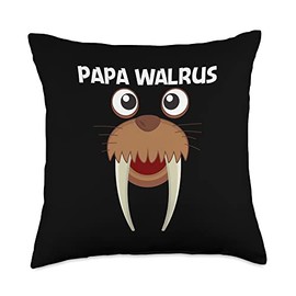 Cool Walrus Art For Men Dad Arctic Ocean Animal Creature Throw Pillow