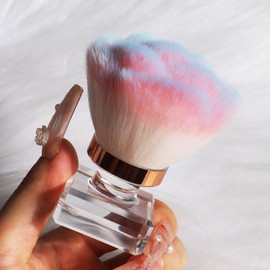 ANGNYA Nail Dust Brush, Pink Rose Soft Brush Nail Art Dust Powder Remover