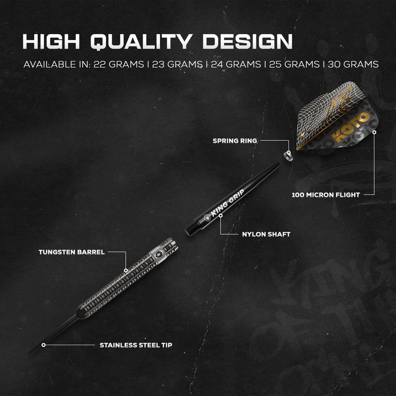 KOTO - Black Crown 90% Darts 22 Gram, Black &