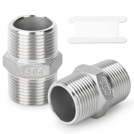 TAISHER 2PCS Cast 304 Stainless Steel Hex Nipple, Pipe Fitting 1-1/4 Inch Male Pipe x 1-1/4 Inch Male Pipe