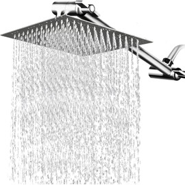 Regadera para Baño de 8 Pulgadas con 27cm Brazo de Ducha Ajustable , Cabeza de Ducha de Lluvia de Alta Presión
