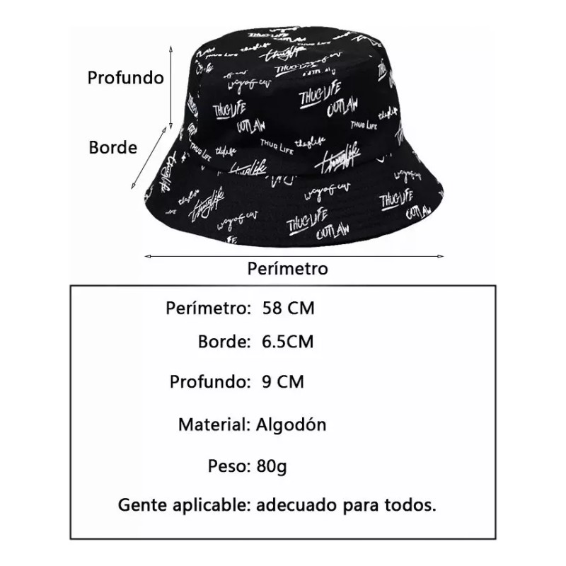 TECNOLOGÍA INFINITA Sombrero Sol Pescador Bordado Doble Cara/ Gorras Bucket