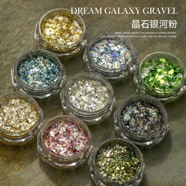 Sparkling Glitter Hot Shell Nail Powder: Mixed Galaxy Sparkle & Flash White Sequins Free Size / Dream-Seeking Galaxy Yh271-05 10ea