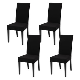 FRKOKRFA Chair Covers, Set of 4, Stretchy Dining Room Chair Covers, Removable Washable Chair Covers, Modern Elastic Covers for Home, Hotel, Banquet, Party Decoration and Wedding (Black)