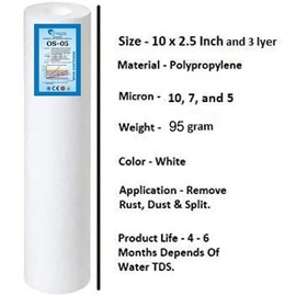 OCEAN STAR 5 Micron 10 x 2.5 Sediment Filter Replacement - Whole House Filter Cartridge Compatible with Water Filters Pack of (4)