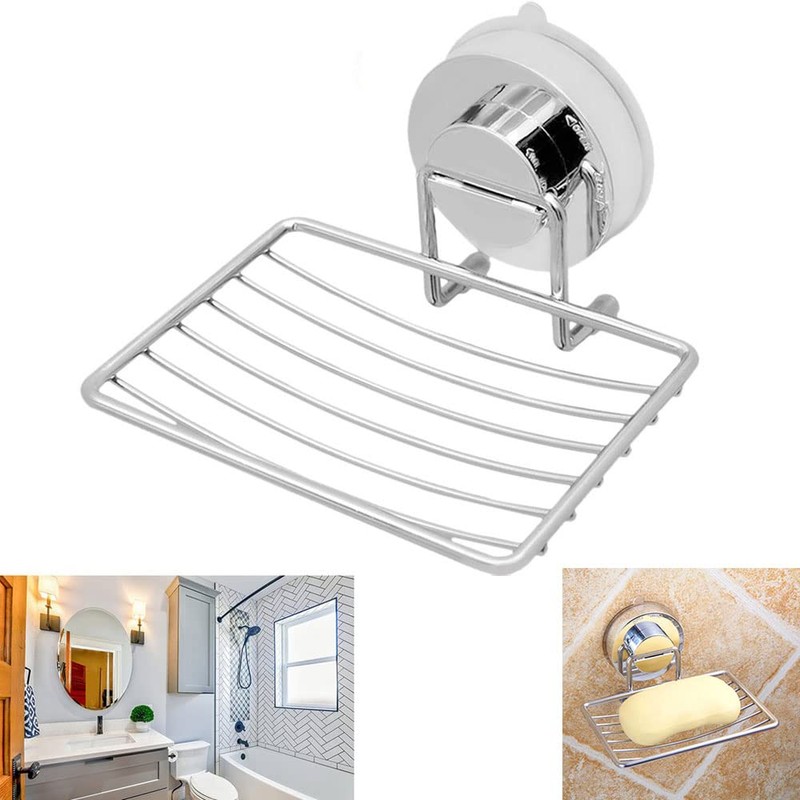 Suction Cup Soap Dish Holder, No Drilling Removable Stainless Steel