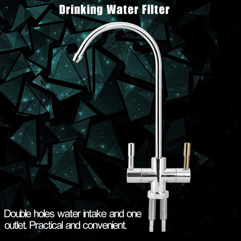 Double Holes Sink Faucet Tap Drinking Water Filter 2-Handle Kitchen