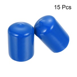 sourcing map 15pcs Rubber End Caps 20mm ID Vinyl Round End Cap Cover Screw Thread Protectors Blue