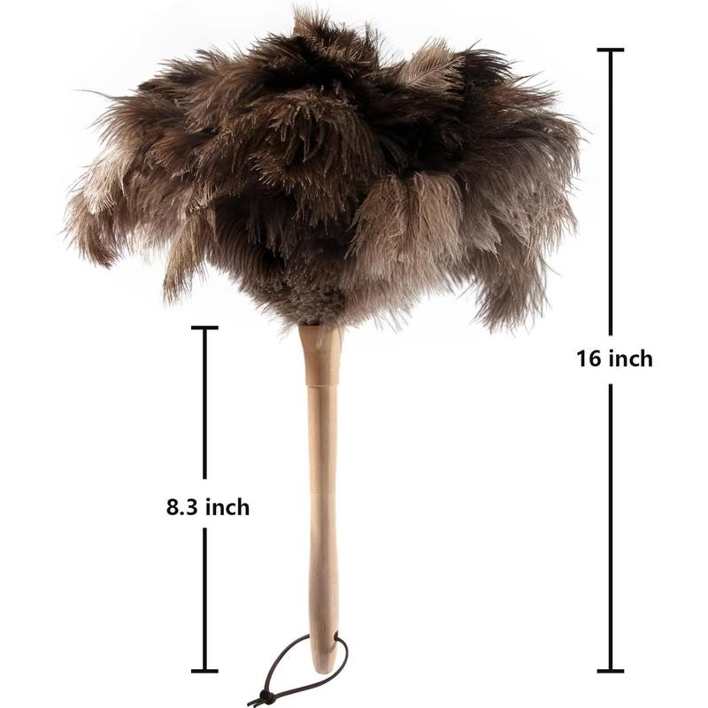2count Ostrich Feather Duster 16 Inch Fluffy Natural with Wood