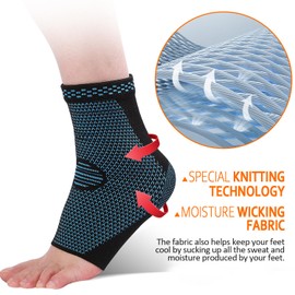 Plantar Fasciitis Socks,H HOME-MART 2 Pack Ankle Brace Socks Compression Sleeve | Injury Recovery, Joint Pain | Ankle Support |Achilles Tendon Support, Plantar Fasciitis Foot Sock with Arch Support