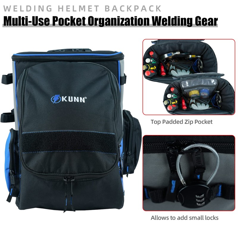 KUNN Welding-Backpack Multifunction Helmet-Bag - Ultimate Equipment Bag with Cotton
