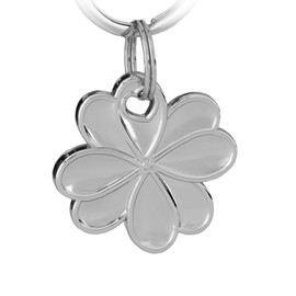 Tidero Clover Leaf Keyring - Lucky Charm Pendant for Men Women - Gift for Graduation New Job Get Well Well Good Luck Travel, Silver (shiny)