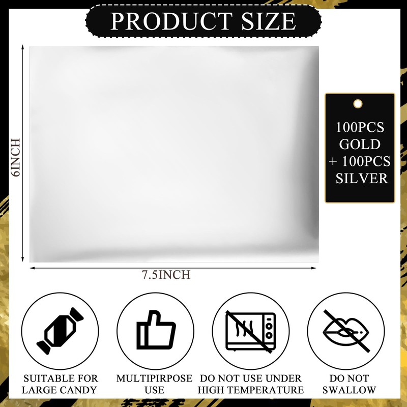 Tanlade 200 Pcs Gold and Silver Chocolate Bar Wrappers Bulk