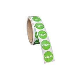 Vegan Food Labels 1 Inch Round Circle Dots [500 Sticker Roll]