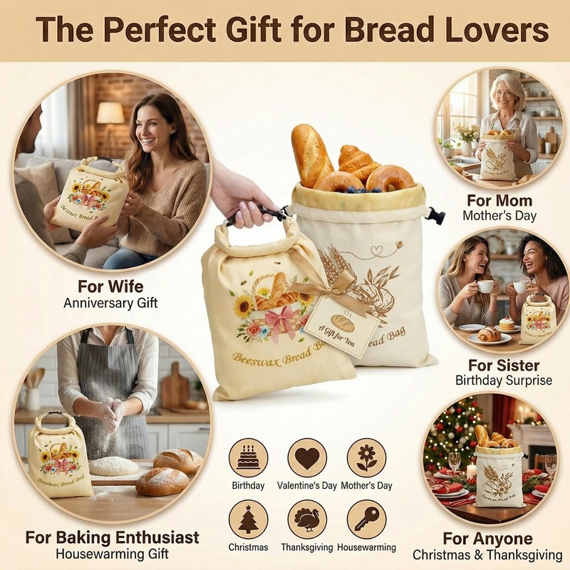 YOJO 2 Pack Reusable Beeswax Bread Bags for Sourdough, 17x13"