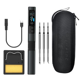 Soldering Iron HS-02B 100W Fast Heating 2S 100-450°C DC Power Supply 9-24V Preset Temperature in 3 Groups Intelligent Digital Tool with Pen for Repairs 3 Soldering Tips