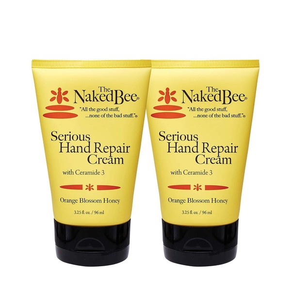 The Naked Bee Serious Hand Repair Cream Lotion - 2 Pack - Orange Blossom Honey w/ Ceramide 3 by The Naked Bee
