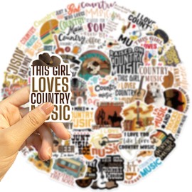50PCS Country Music Stickers for Teens, Boys and Girls - Vinyl Pack for Skateboard, Guitar, Door, Laptop, Luggage, Car, Bike, Water Bottle - Birthday Party Supplies
