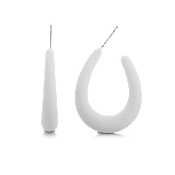 RUOFFETA Acrylic Teardrop Hoop Earrings for Women, Colorful Oval Statement