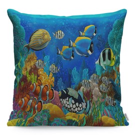 WONDERTIFY Ocean Fish Cushion Cover Fishes Sea world Throw Pillow Covers Cushion Case For Couch Home Decor Colorful 45X45 Cm