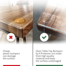 X-Protector Glass Table Top Bumpers - 20 PCS 1.2"- Self-Adhesive Glass Table Top Anti Slip Pads - Clear Rubber Glass Table Top Grippers - Glass Table Protector to Keep Glass Table Top from Sliding!