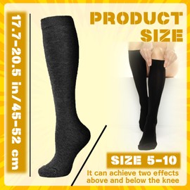 Fvcisshhu 4 Pairs Knee High Opaque Socks,Black Stretchy Dress Sock Under the Knee,Althletic Socks for Women,Girls,Teens