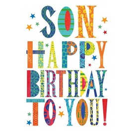 Nigel Quiney Son Birthday Card - Stars and Patterned Text with Foil Details - Eco-Friendly & Recyclable