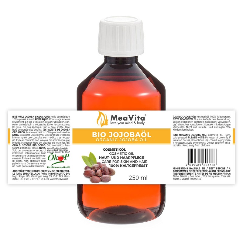 Meavita Gold Jojoba Oil – Pure Cold Pressed Oil, 1
