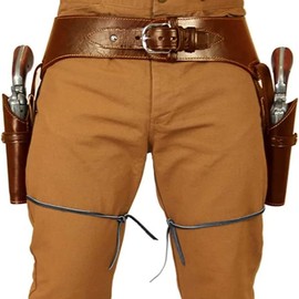 Leather Double Gun Holster - Medieval Retro Revolver Belt Case - Retro Gun Holster Western Cowboy Revolver Bag for Cosplay Cowboy Costume Revolver Accessories