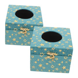 BUGUUYO 2pcs Retro Wooden Tissue Box Decorative Napkin Holder for Use and Material Design for Living Room Bedroom Coffee Table Stylish Organizer