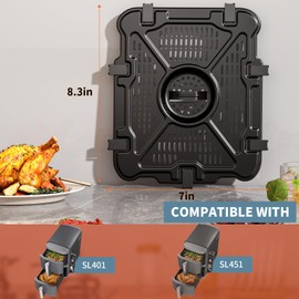 Air Fryer Replacement Tray for Ninja SL401 and SL451, Air Fryer Accessories, Non-Stick Grill Pan for Ninja SL401 and SL451, Dishwasher-Safe Replacement Parts