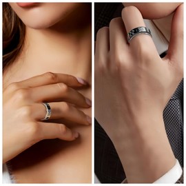 Smart Ring Health Fitness Tracker, Touch Screen Smart Ring for Men and Women, Sleeping Steps Heart Rate Blood Oxygen Monitor, Remote Photography LED Display Ring Waterproof Fitness Ring (Gold, 8)