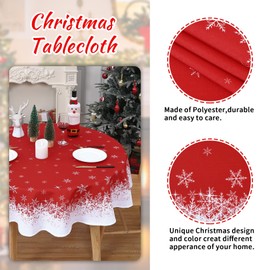 ROYGROW Christmas Round Tablecloth with 70-inch Diameter Waterproof Table Cloth Washable Farmhouse Table Cover for Kitchen Dining Indoor Outdoor Decorations