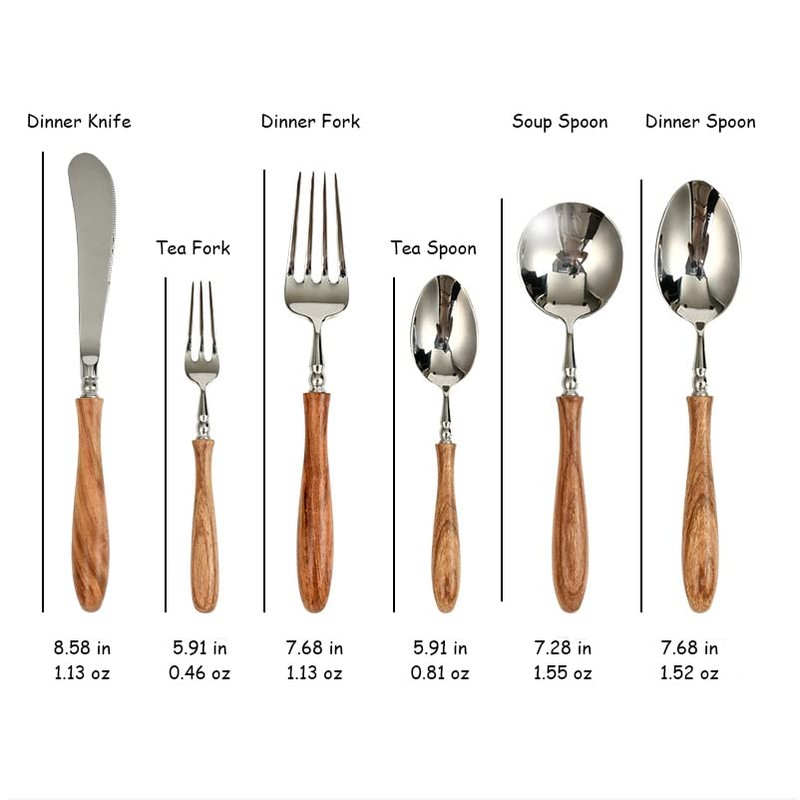 Uniturcky 16 PCS Stainless Steel Flatware Set with Wood Handle,
